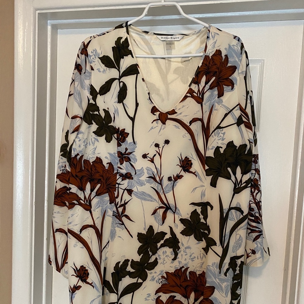 Dress/tunic, floral print, Bianca Nygard, L, excellent condition, never worn